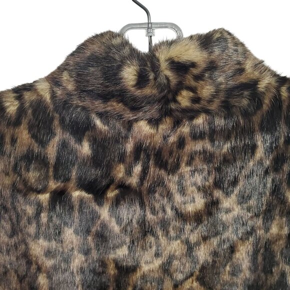 Donna Salyers Fabulous Faux Fur Size XL Vest Coat Leopard Print Plush Furry Cozy - Picture 9 of 12